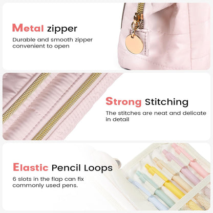Sooez Large Pencil Case Pouch, Soft Pencil Bag with Zipper, Pen Bag