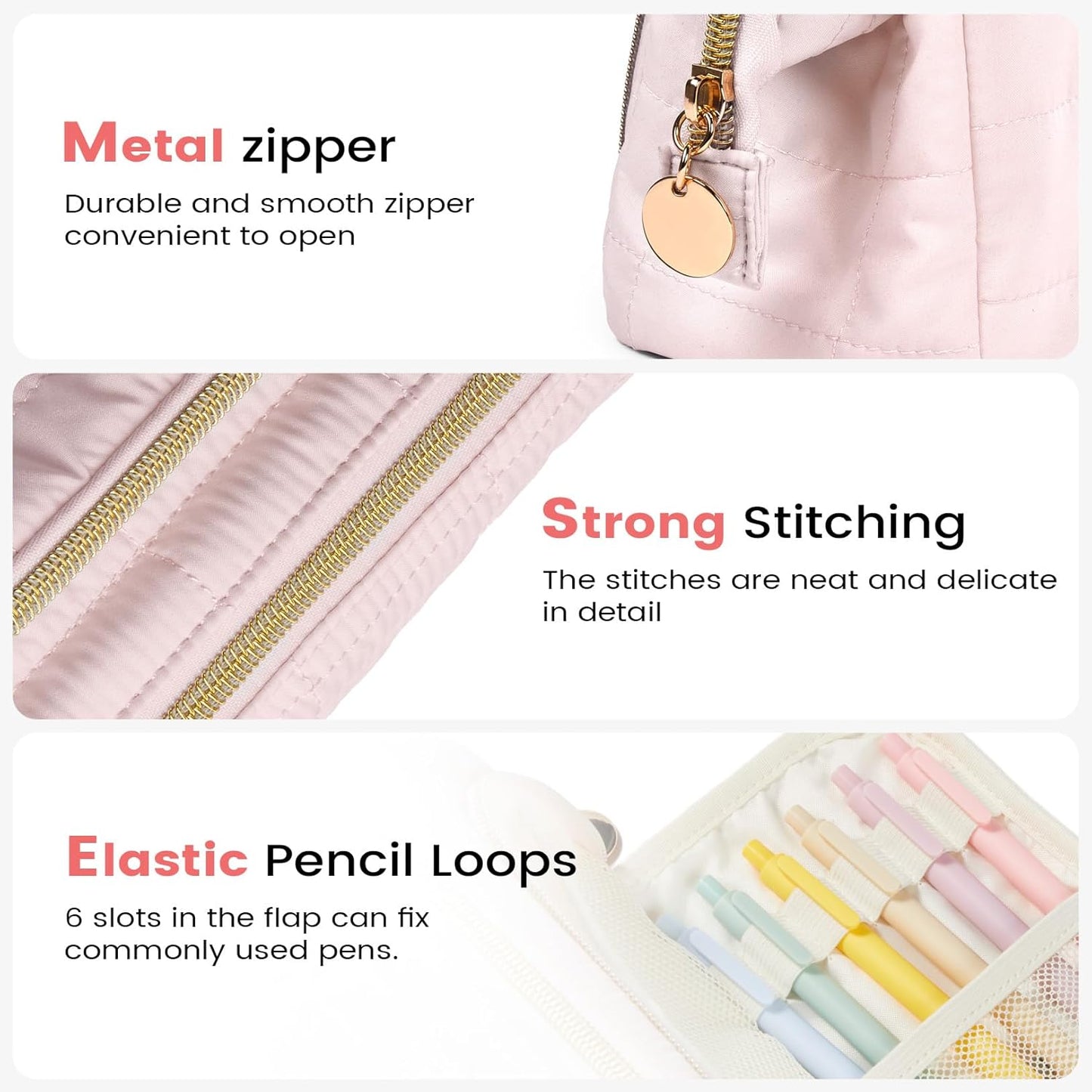 Sooez Large Pencil Case Pouch, Soft Pencil Bag with Zipper, Pen Bag
