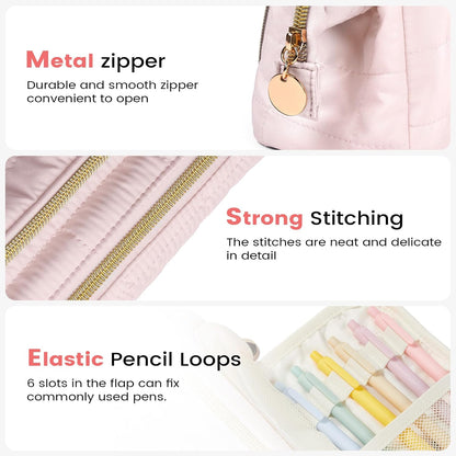 Sooez Large Pencil Case Pouch, Soft Pencil Bag with Zipper, Pen Bag