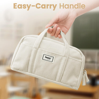 Sooez Large Pencil Case Pouch, Extra Big Pencil Bag with 5 Compartments