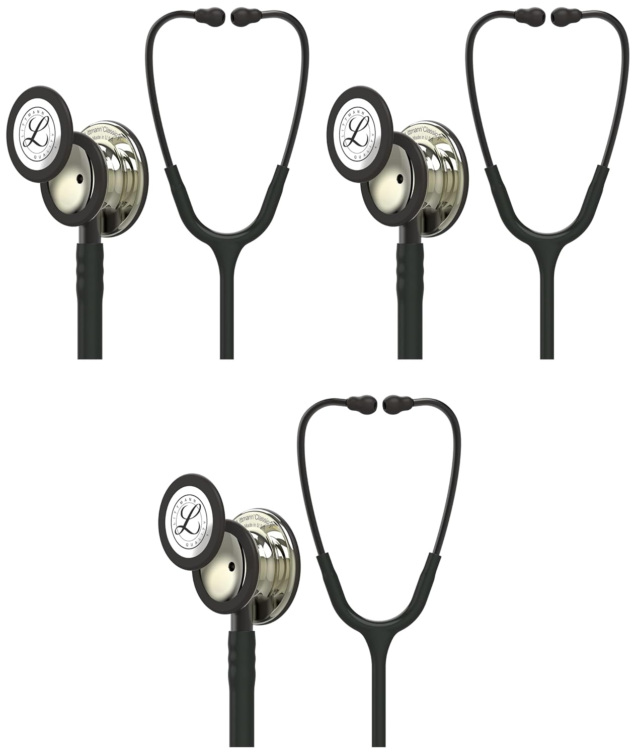 3M Littmann Classic III Monitoring Stethoscope, 5803, More Than 2X as Loud, Weighs Less, Stainless Steel Black-Finish Chestpiece, 27" Black Tube, Stem and Headset