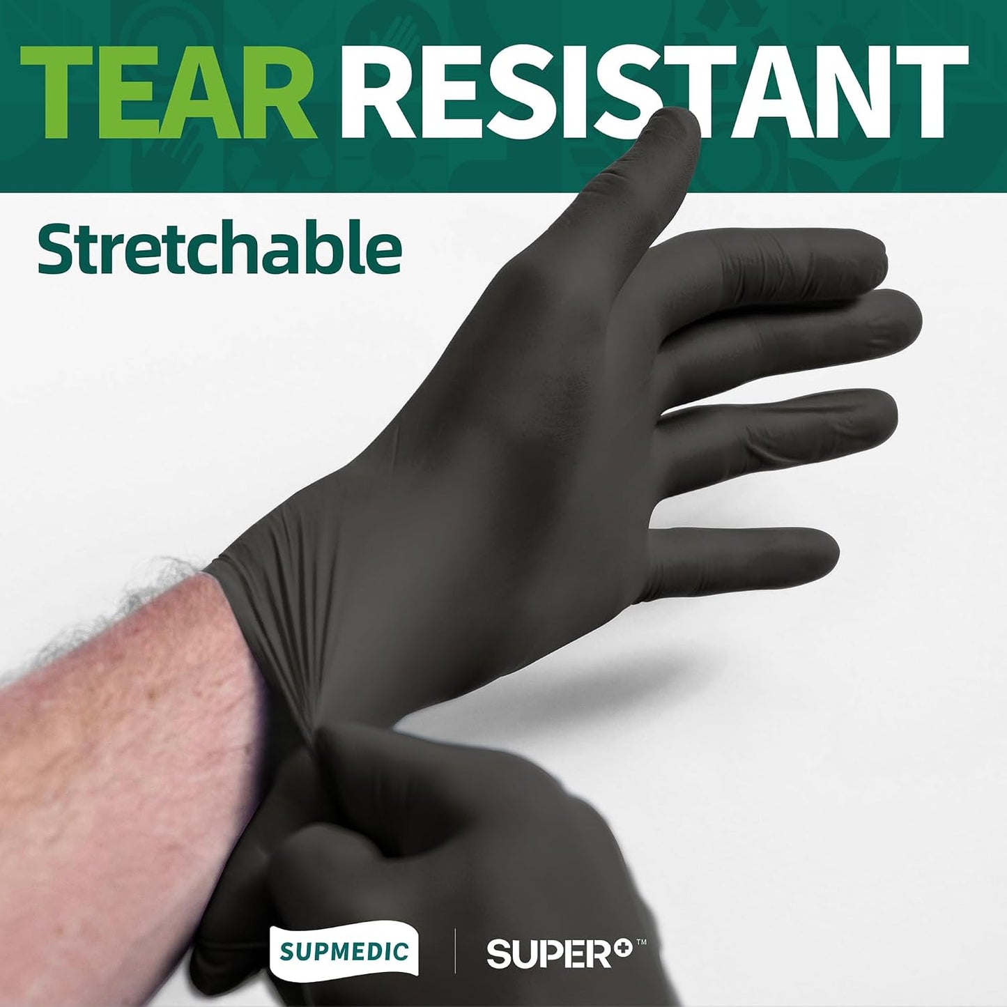 Supmedic Vinyl Disposable Exam Gloves, Black 4Mil Powder-Free Latex-Free Medical Food Safe Cooking Cleaning Glove 100 &1000Ct