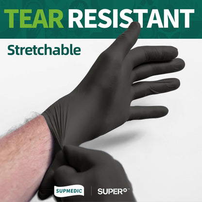 Supmedic Vinyl Disposable Exam Gloves, Black 4Mil Powder-Free Latex-Free Medical Food Safe Cooking Cleaning Glove 100 &1000Ct