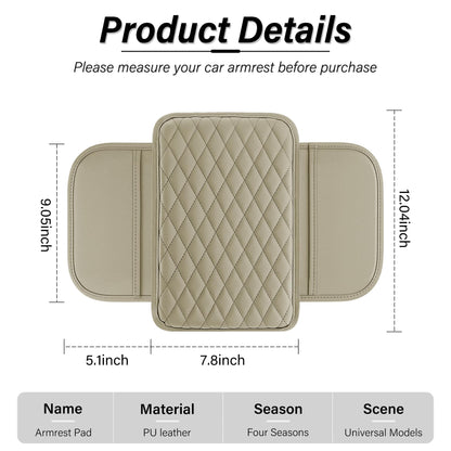 Amiss Car Center Console Cover, Upgraded Leather Car Armrest Cushion with 2 Storage Pockets, Universal Waterproof Cushion Pad, Non-Slip Car Interior Accessories, Fits Most Sedans SUVs Trucks (Black)