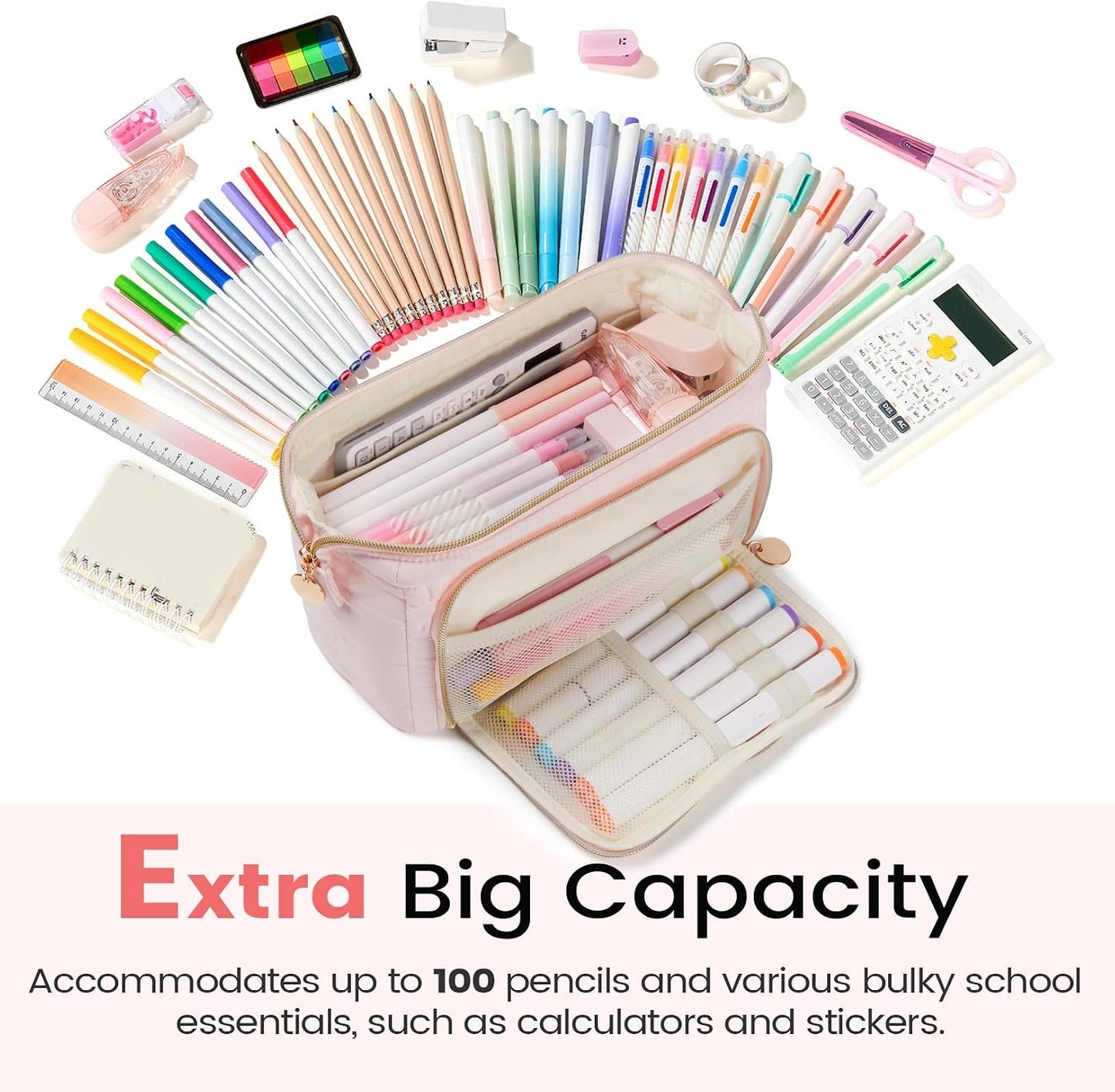 Sooez Large Pencil Case Pouch, Soft Pencil Bag with Zipper, Pen Bag