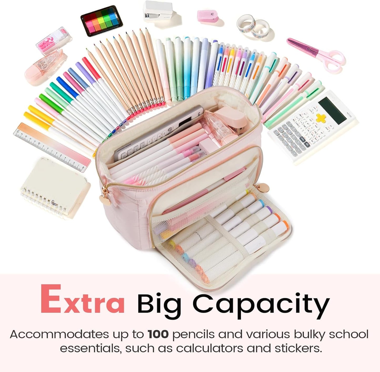 Sooez Large Pencil Case Pouch, Soft Pencil Bag with Zipper, Pen Bag