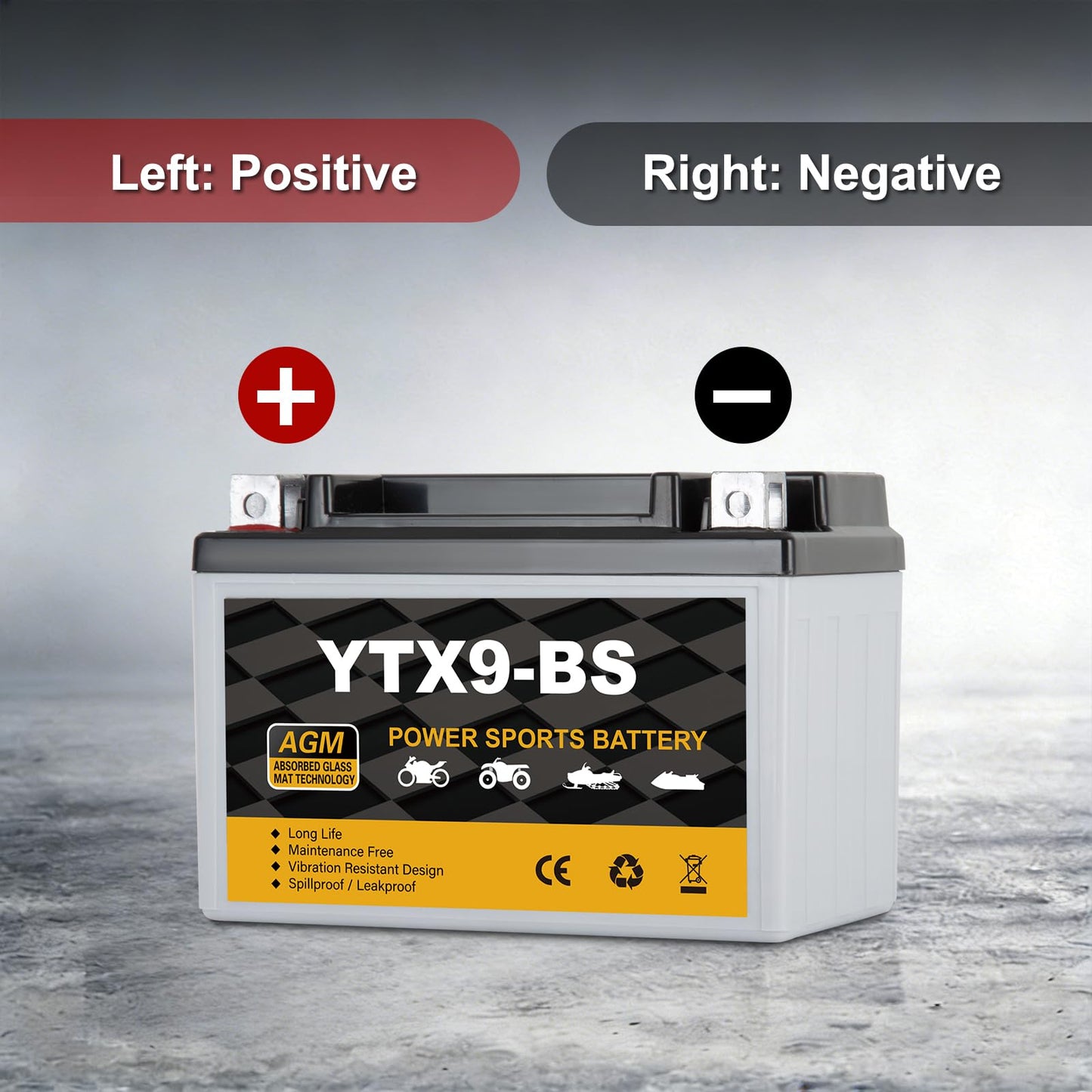 YTX14AH-BS 12V 12Ah Motorcycle Battery, 220CCA Rechargeable Maintenance Free Sealed AGM Battery, Powersport Replacement for ATV, UTV, Scooter