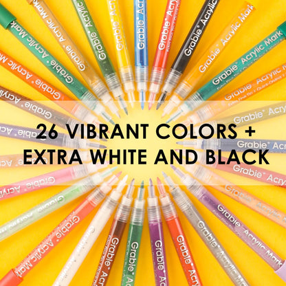 Grabie 6 White Acrylic Paint Markers, 0.7 mm Extra Fine Tip