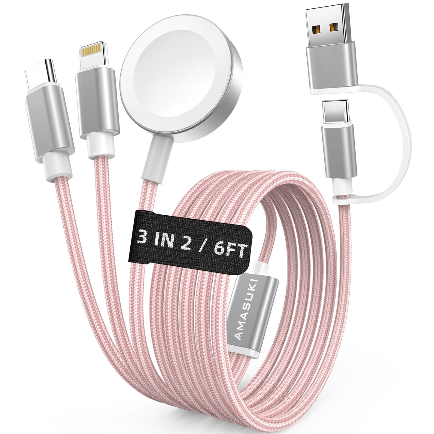 2026 Travel Essentials for Apple Watch Charger,Cruise Vacation Camping Essentials,iPhone Charger,Multi Charging Cable,3 in 2 Charging Docks for iWatch Series 11-2/Ultra,iPhone 17-12,Car