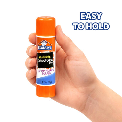 Elmer's Disappearing Purple School Glue Sticks, Washable, 22 Grams, 3 Count - Poster, Vision Board, Back to School Supplies, #1 Teacher Brand