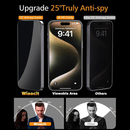 Wiaocit Tempered Glass Privacy Screen Protector for iPhone 15 Pro