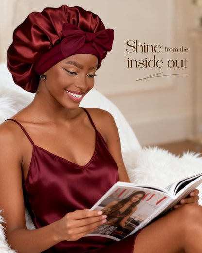YANIBEST Adjustable Silk Bonnet for Sleeping Women Double Layer Satin Bonnet Reduce Friction Prevent Frizz Curly Hair