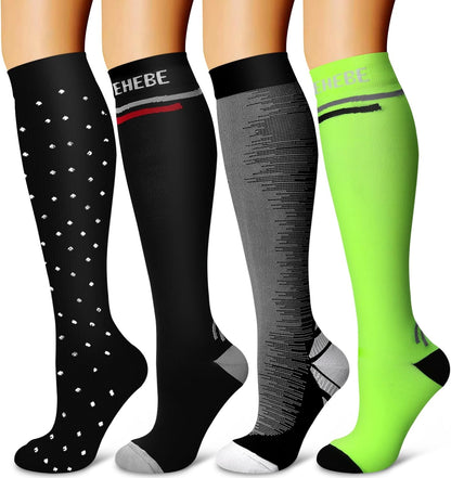 Laite Hebe 4 Pairs-Compression Socks for Women&Men Circulation-Best Support for Nurses,Running,Athletic