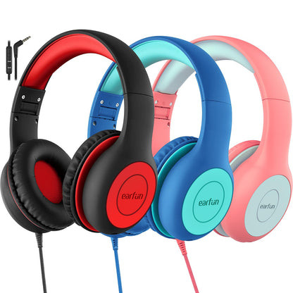 EarFun K1 Kids Headphones Wired with Mic, Volume Limit Headphones for Kids