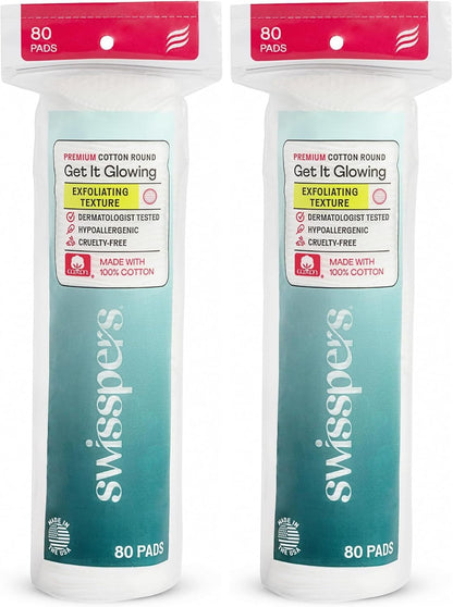 Swisspers Premium Cotton Rounds, Dual-Sided, 100 Count (Pack of 3)
