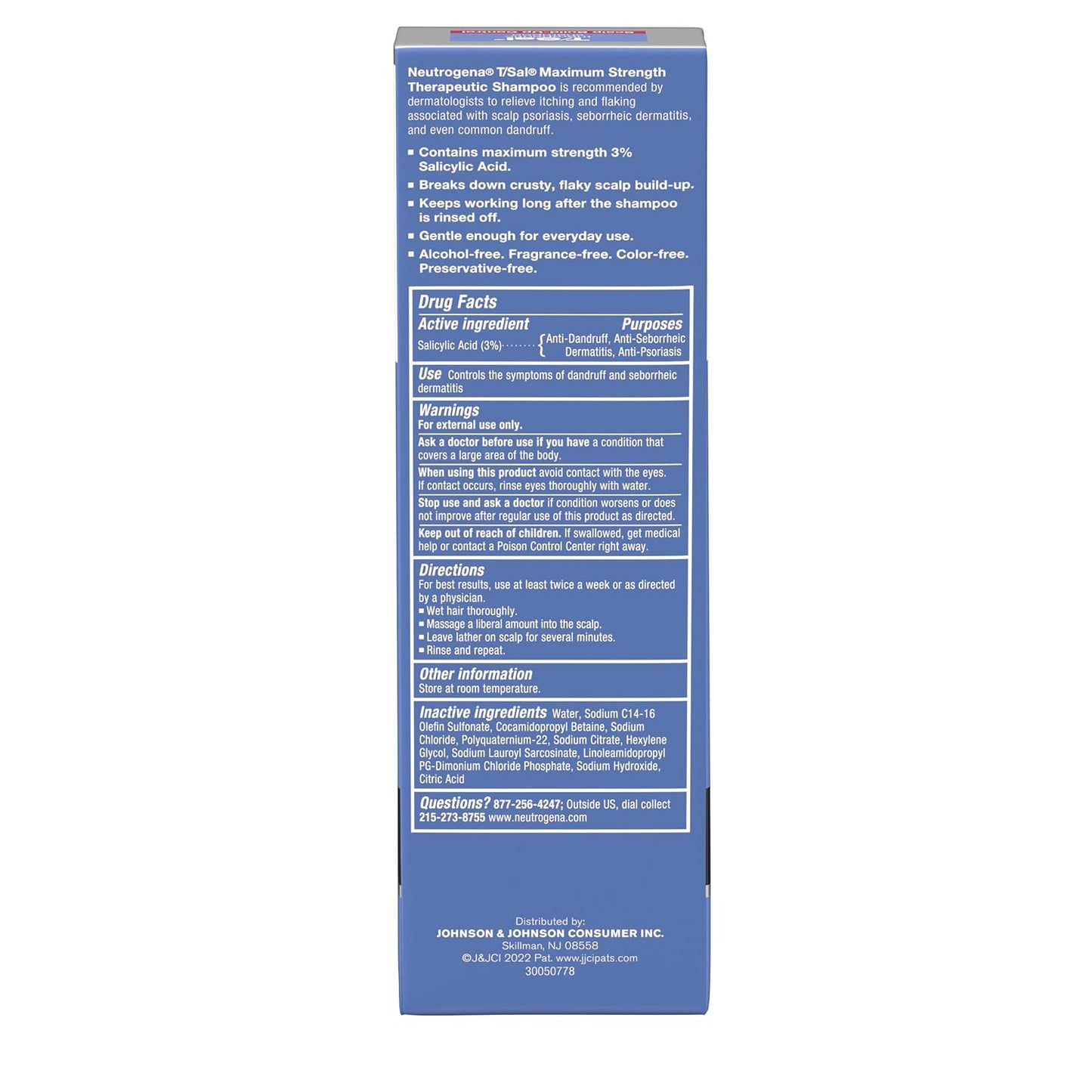 Neutrogena T/Sal Therapeutic Dandruff Shampoo, Scalp Build-Up Control, 3% Salicylic Acid,Psoriasis Treatment, Seborrheic Dermatitis Shampoo, Clears Flakes, Fragrance Free, 4.5 fl oz | Scalp Build-up Shampoo, 3% Salicylic Acid, Scalp Psoriasis Treatment, S