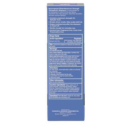 Neutrogena T/Sal Therapeutic Dandruff Shampoo, Scalp Build-Up Control, 3% Salicylic Acid,Psoriasis Treatment, Seborrheic Dermatitis Shampoo, Clears Flakes, Fragrance Free, 4.5 fl oz | Scalp Build-up Shampoo, 3% Salicylic Acid, Scalp Psoriasis Treatment, S