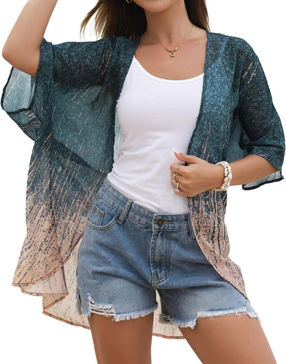 CHICGAL Womens Floral Kimono Cardigan Beach Cover Up Casual Summer Tops