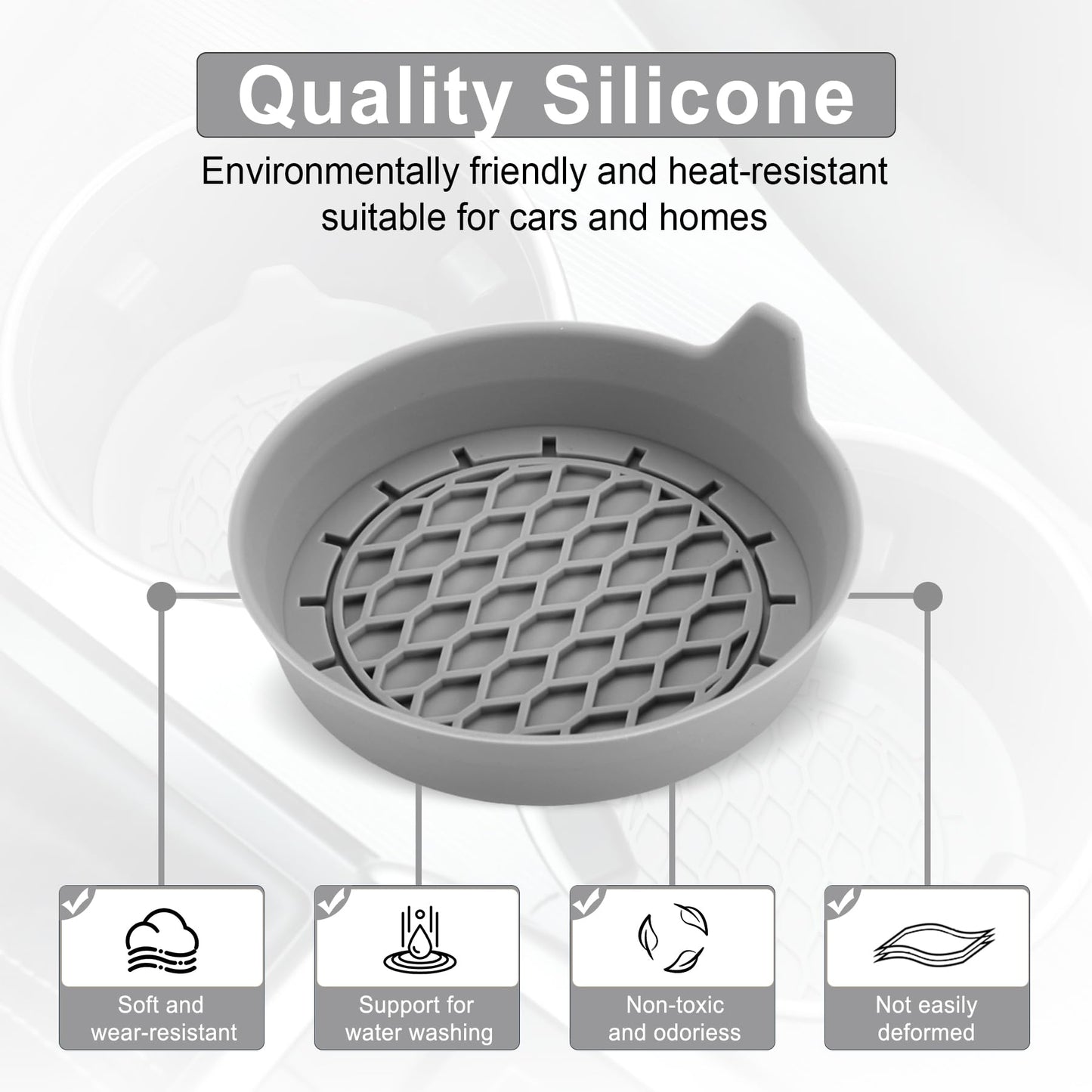 SINGARO Car Cup Holder Coaster, Silicone Cup Holder Insert, Universal Non-Slip Cup Holders, Car Accessories Interior for Women and Man Interior Sets 4 Pack Black