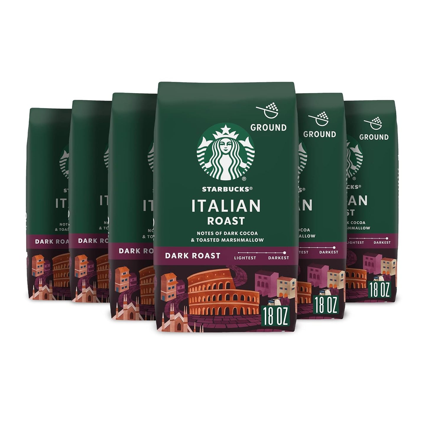 Starbucks Ground Coffee, Dark Roast Coffee, Italian Roast, 100% Arabica, 1 bag (18 oz)