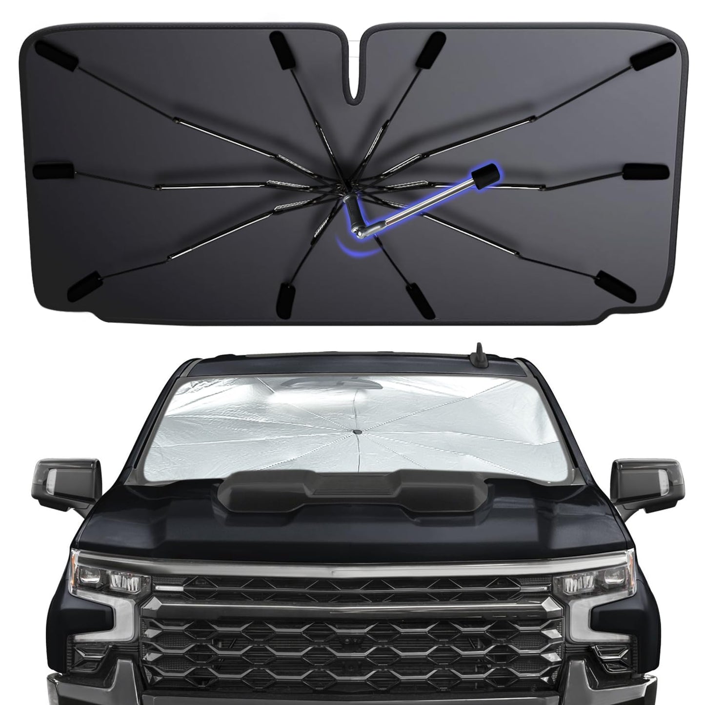 2026 Windshield Sun Shade Umbrella, Foldable Car Sunshade, 99% UV Block