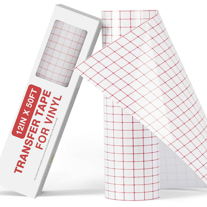 YRYM HT Transfer Tape for Vinyl, 12" x 50 FT, Medium Tack, Red