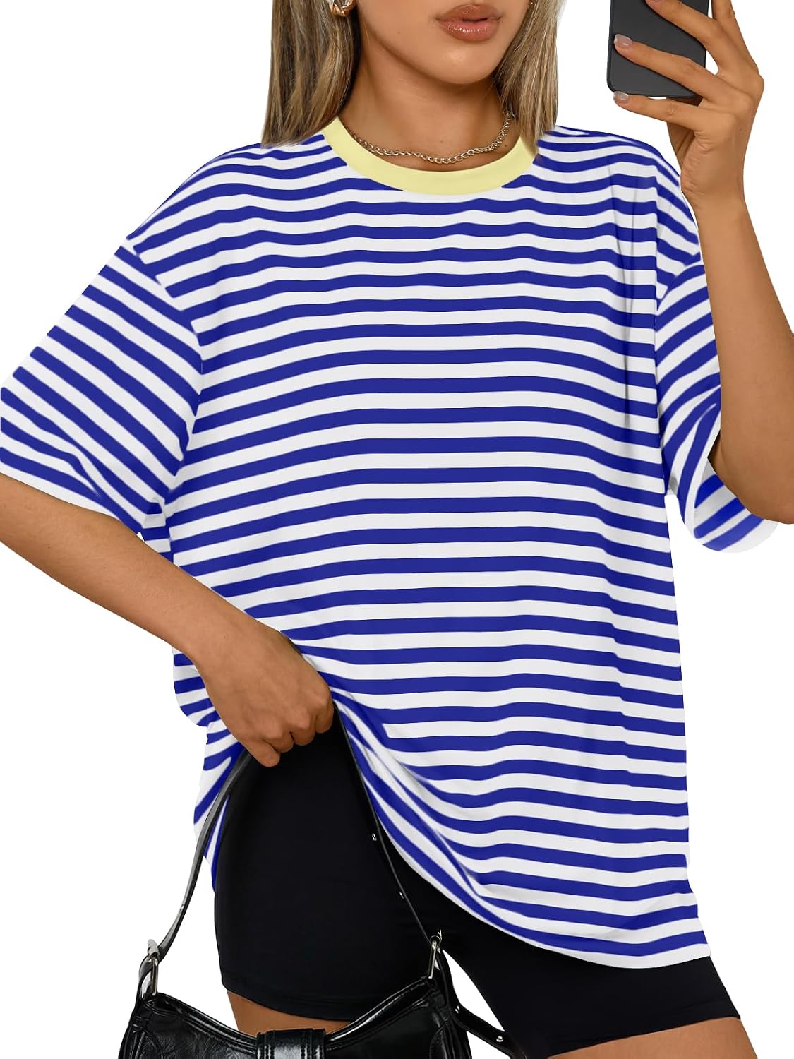 Trendy Queen Womens Oversized T-Shirts Short Sleeve Crew Neck Summer Tops