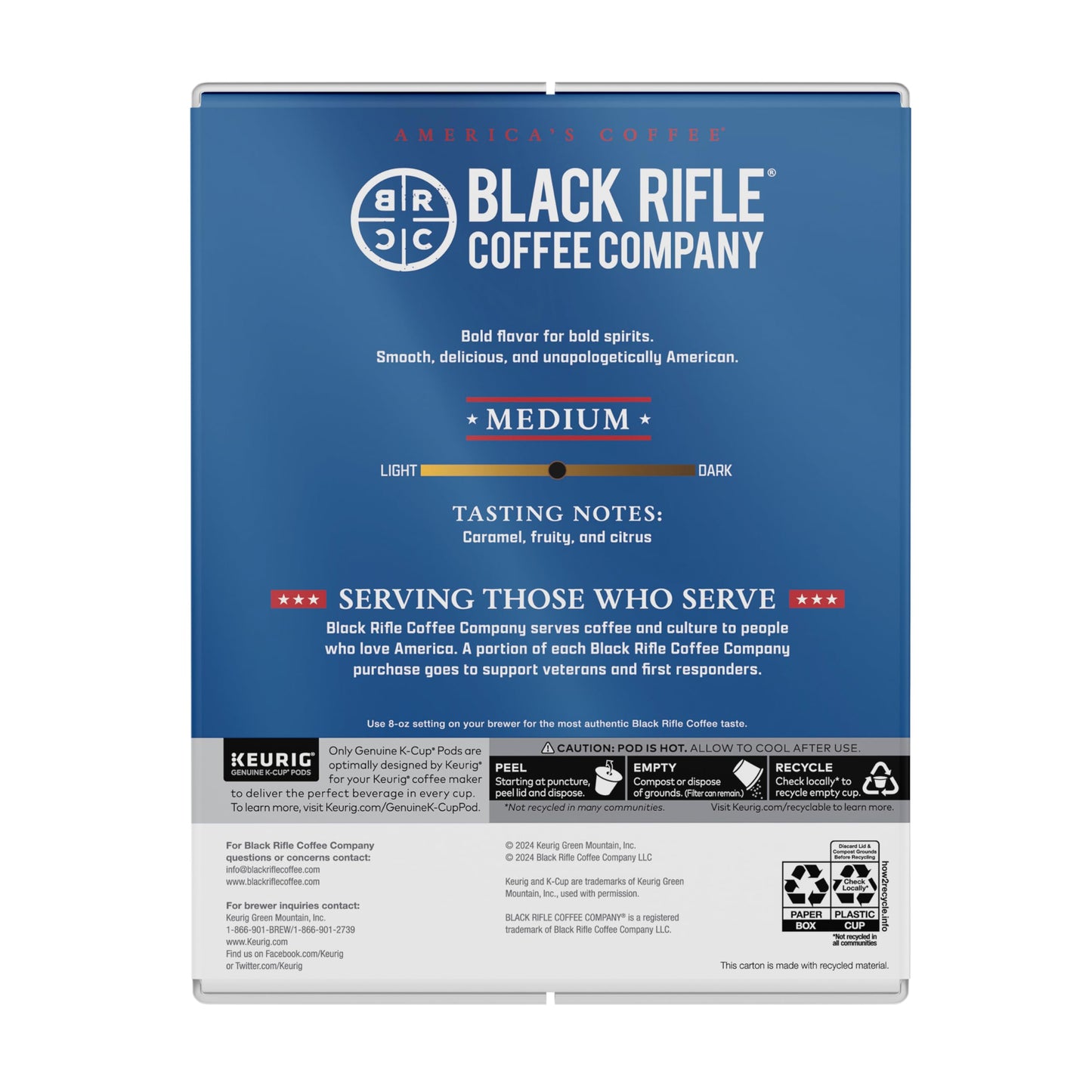 Black Rifle Coffee Medium Roast K Cup Coffee Just Black 32 Count