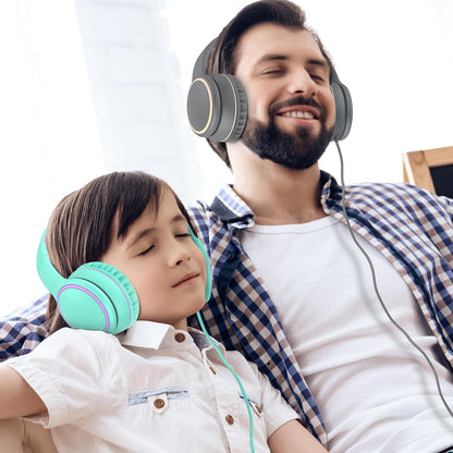 R10 Over-Ear Headphones with Microphone, Lightweight Folding Stereo Bass Headset with 1.5M No-Tangle Cord, Portable Wired Headphones for Smartphone Tablet Computer MP3 / 4 (Grey)