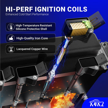 UF667 Ignition Coil & ILZFR6D11 Double Iridium Spark Plug for BMW 2.5-6.0L