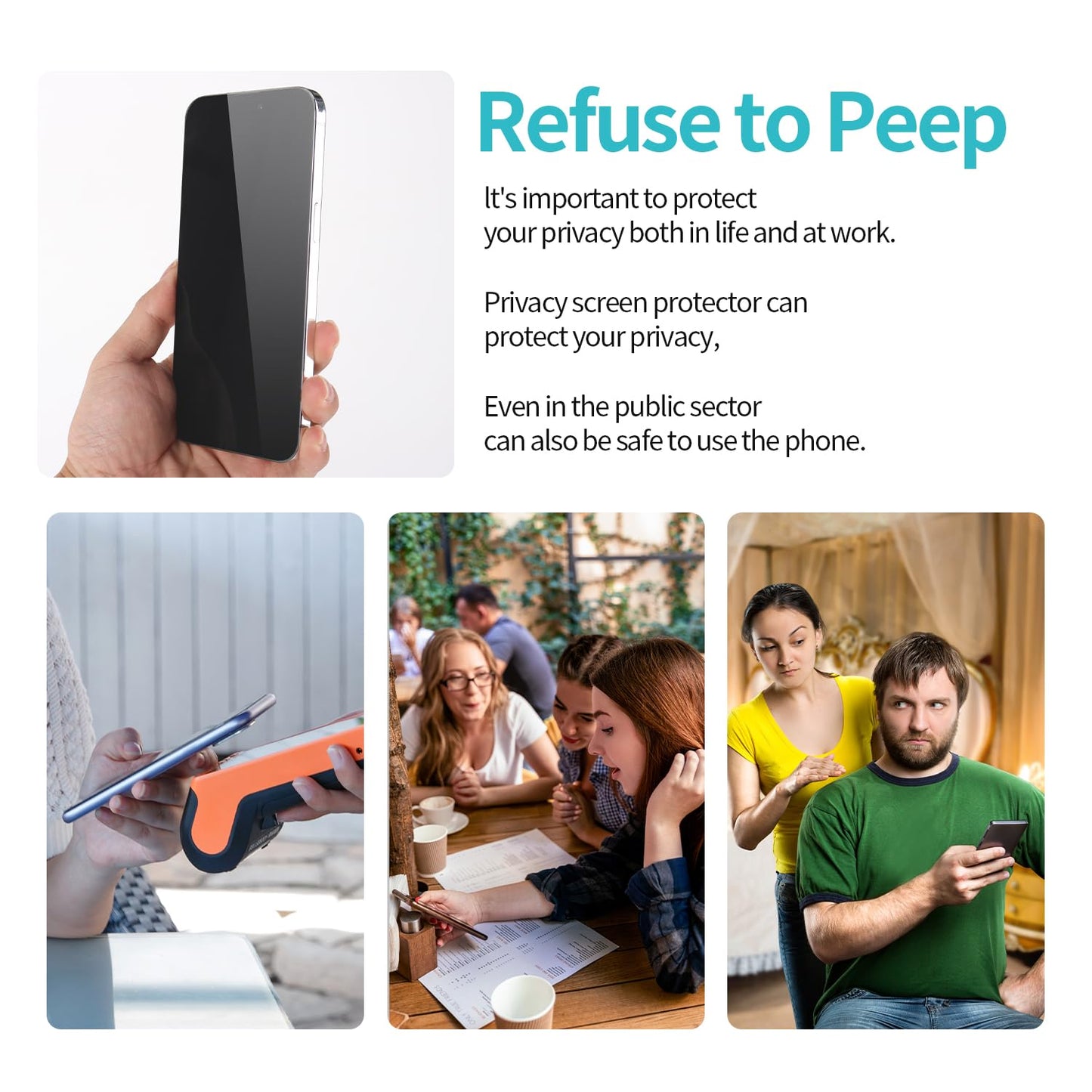 PEHAEL for iPhone 16 Pro Max Privacy Screen Protector+Camera Lens Protector