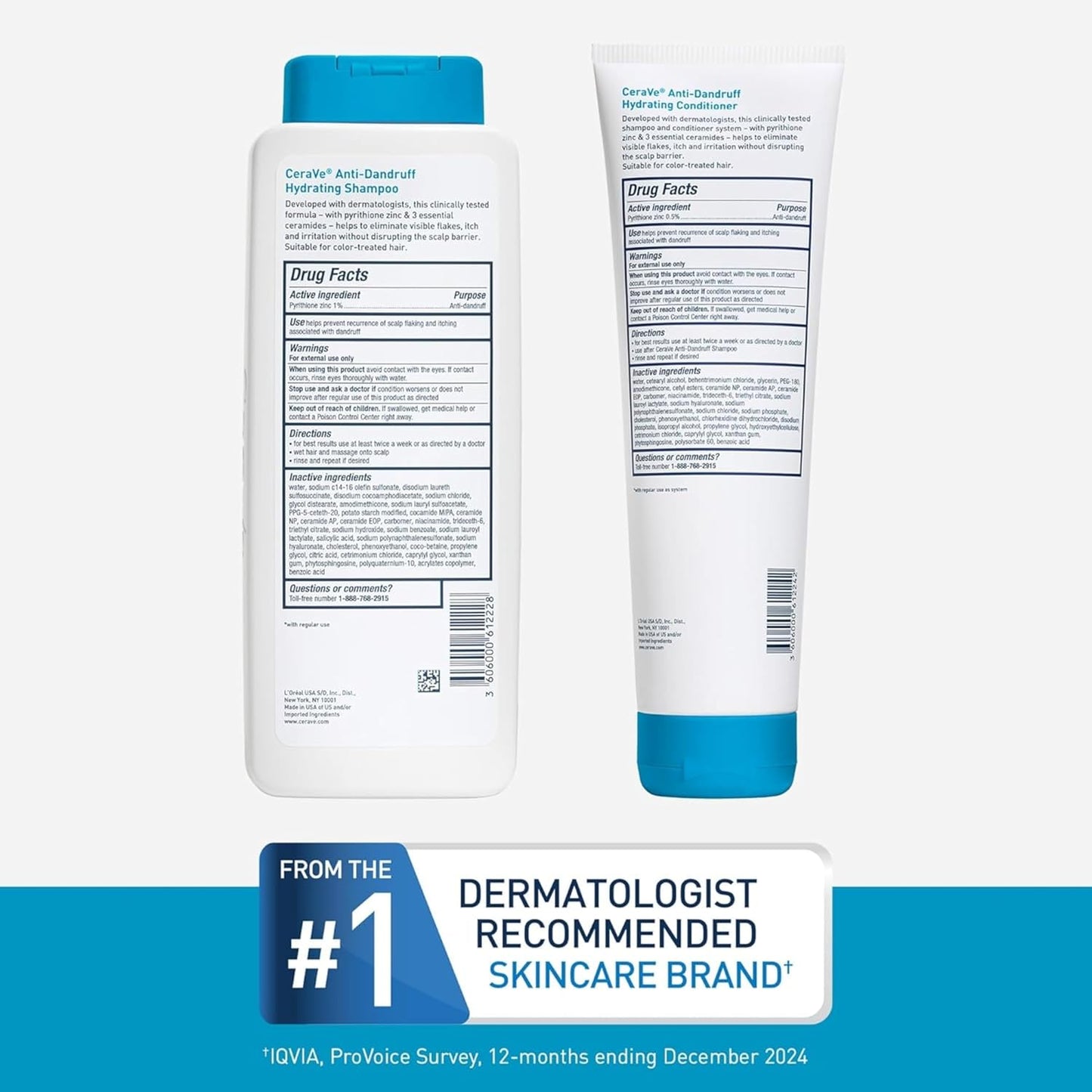 CeraVe Hydrating Anti Dandruff Shampoo, Itchy Scalp Treatment, 12oz