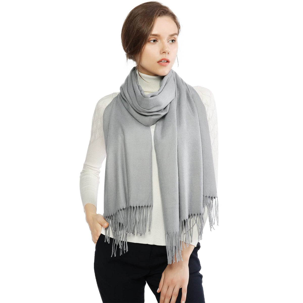RIIQIICHY Women's Fringe Shawl Wrap Pashmina Scarf for Wedding Evening
