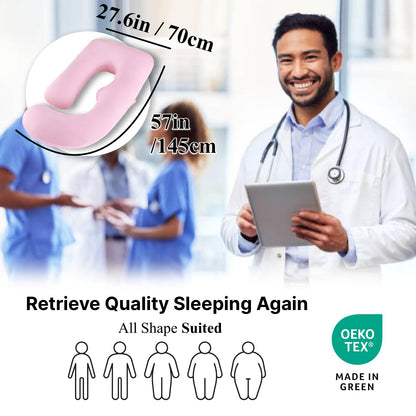 ALLOPERA Pregnancy Pillow, Full Body Maternity Pillow 57 inch, with Removable Washable Cover - Sleep Support for Legs, Back, Neck, Shoulder, HIPS, Belly, Velvet Cover-Grey-Dark Blue