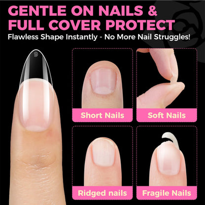 UNA GELLA 504Pcs Medium Pointed Almond Nail Tips, X-Soft Almond Gel Nails