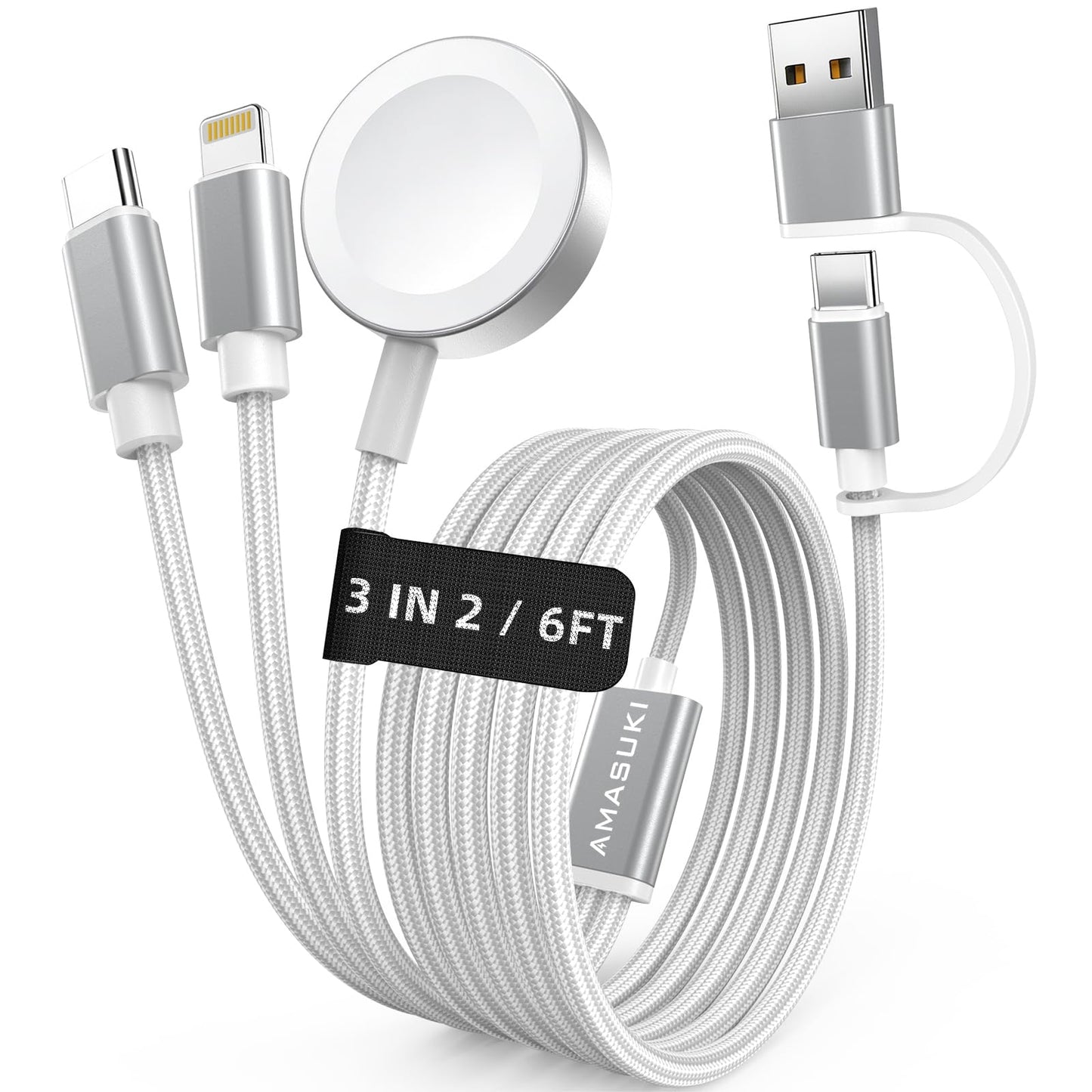 2026 Travel Essentials for Apple Watch Charger,Cruise Vacation Camping Essentials,iPhone Charger,Multi Charging Cable,3 in 2 Charging Docks for iWatch Series 11-2/Ultra,iPhone 17-12,Car