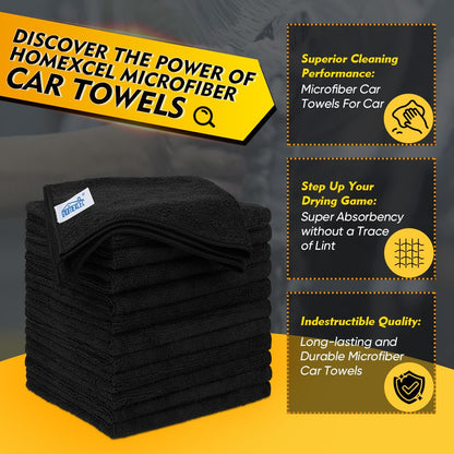 HOMEXCEL Microfiber Cleaning Cloth 12 Pack, 12.5 x 12.5 inch Microfiber Towels for Cars, Ultra Absorbent Washing Cloth, Lint Free Streak Free Cleaning Rags for Car, Kitchen, and Window (Grey)