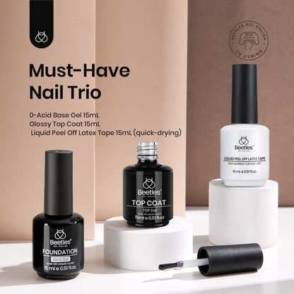 Beetles 2 Pcs 15ml No Wipe Gel Top Coat and Base Coat Set