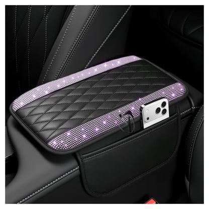 Stacool Upgraded Car Center Console Cover,Microfiber Leather Car Armrest Cover Cushion with 2 Storage Bags,Universal Car Armrest Storage Box (Black)