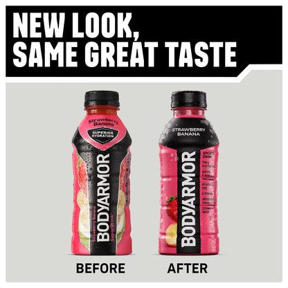 BODYARMOR Sports Drink, Strawberry Banana, Electrolyte Drink Hydration, 12 Fl Oz Bottles (8 Pack), Flavored Coconut Water with B Vitamins & Antioxidants