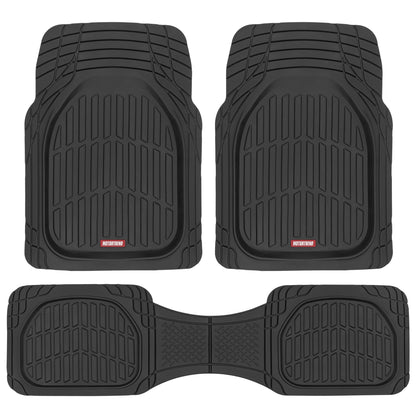 Motor Trend -2 Piece Front Car Floor Mats- Black FlexTough Contour Liners-Deep Dish Heavy Duty Rubber Floor Mats for Car SUV Truck & Van-All Weather Protection, Universal Trim to Fit