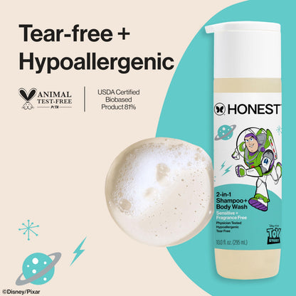 The Honest Company Shampoo & Body Wash, Tear-Free, Fragrance-Free, 10 fl oz