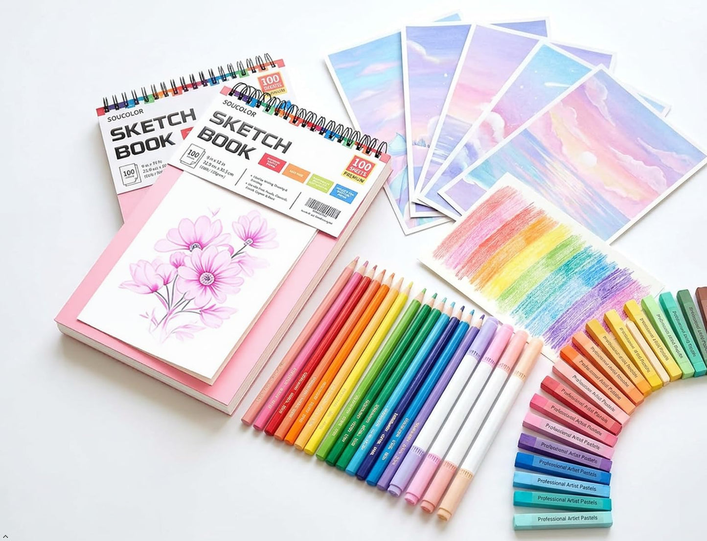 Soucolor Sketch Book 9" x 12", 100 Sheets Kids Art Sketchbook Drawing Pad