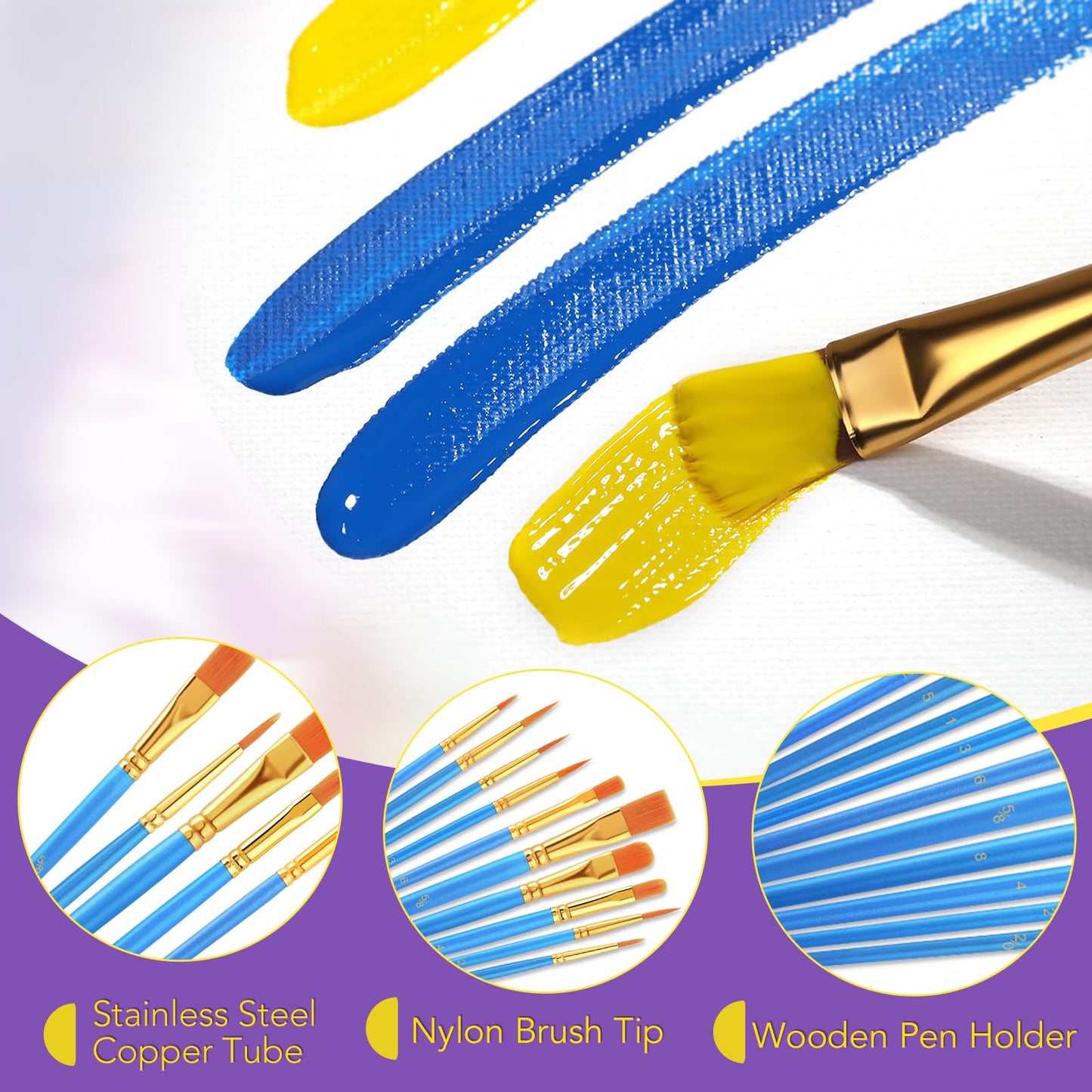 AROIC 10 Pcs Paint Brushes, Acrylic Oil Watercolor Painting Brush Set