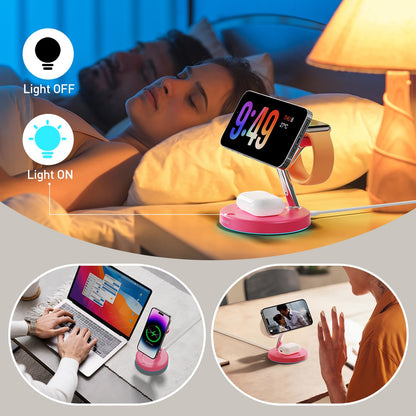 3 in 1 Mag-Safe Wireless Charger Stand for iPhone Apple Watch AirPods