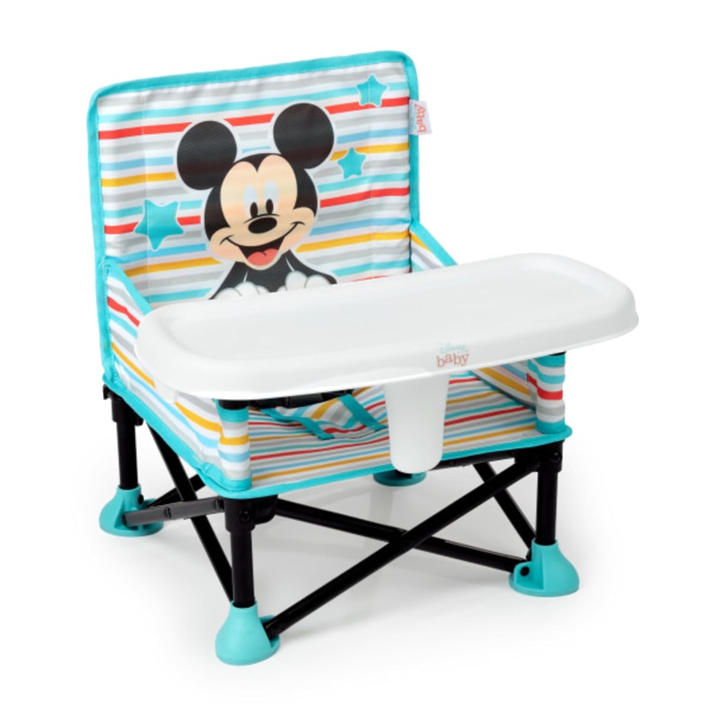 Bright Starts Pop 'N Sit Portable Booster, Indoor/Outdoor Use, Floor Seat with Feeding Tray, Teal, 6 Mos - 3 Yrs