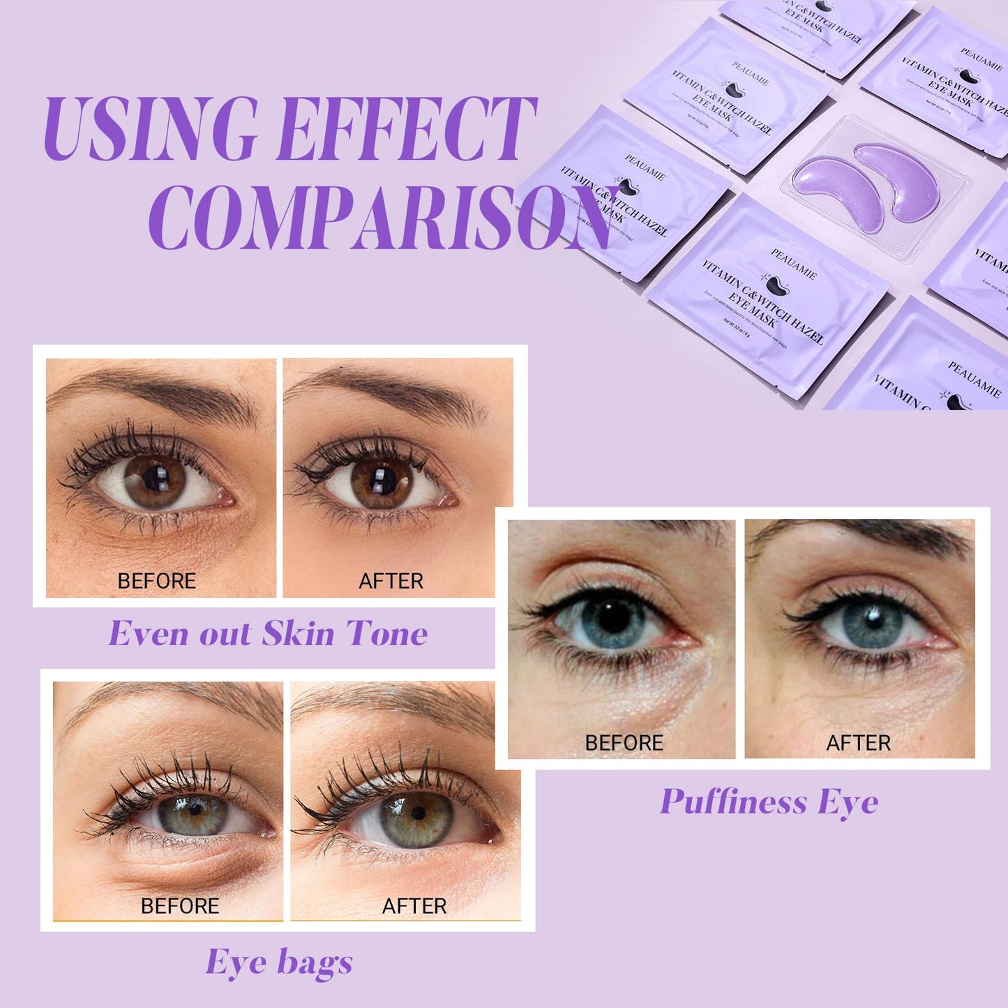 PEAUAMIE Under Eye Patches Gold and Hyaluronic Acid for puffy eyes,Rose Eye Masks for Dark Circles and Puffiness skin care Smooth Wrinkles products 30 Pairs