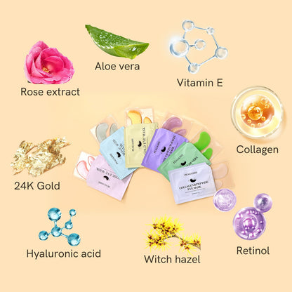PEAUAMIE Under Eye Patches Gold and Hyaluronic Acid for puffy eyes,Rose Eye Masks for Dark Circles and Puffiness skin care Smooth Wrinkles products 30 Pairs