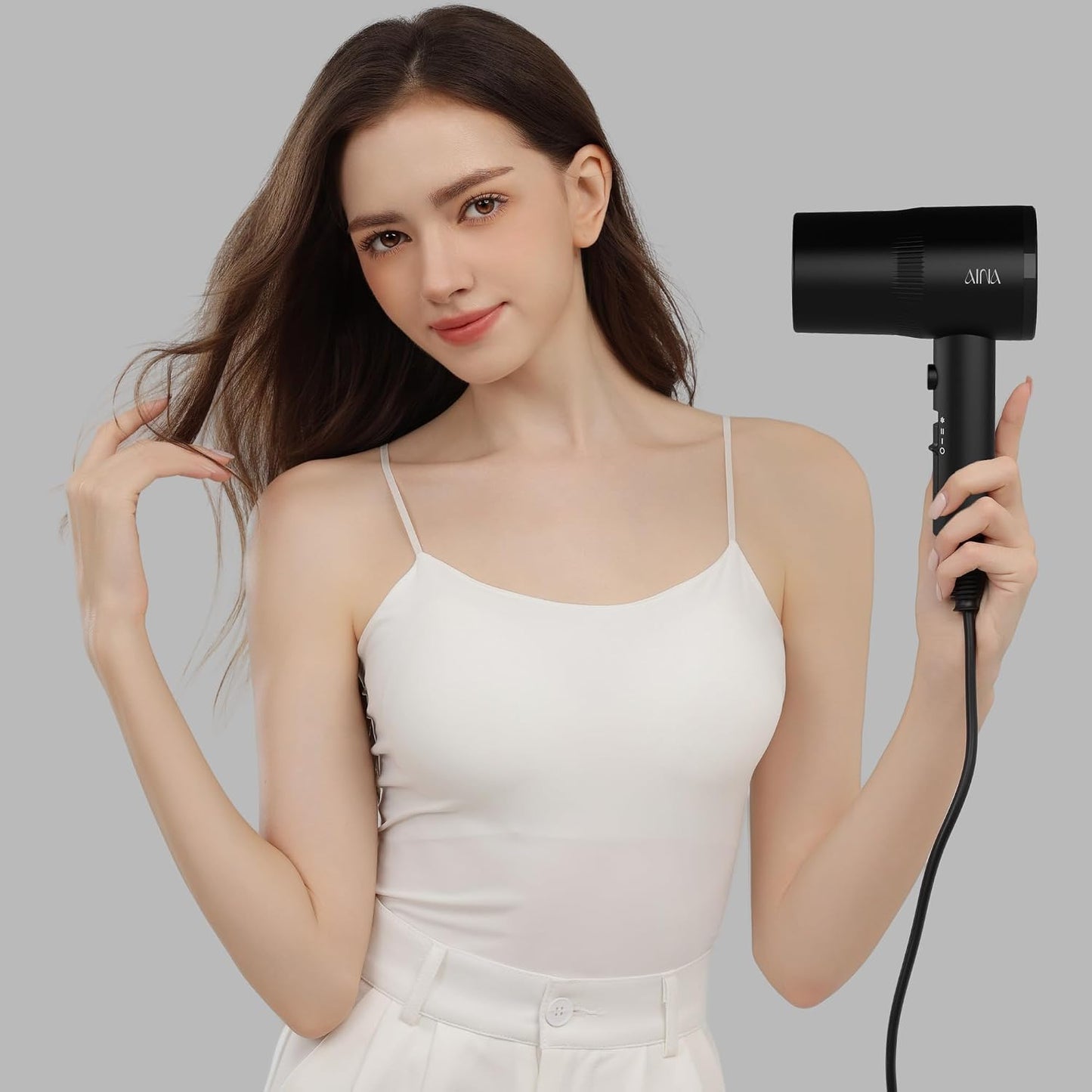 AINA Diffuser Hair Dryer Full-Featured Blow Dryer 110V/1600W(Ash Grey)