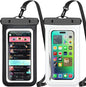 Waterproof Phone Pouch,2 Pack Black White Phone Waterproof Case,Cell Phone Dry Bag,Protection Level: IP68,Beach Cruise for Apple iPhone,Samsung,and More,Lanyard Included,(Fits Up to 8.3”),Black,White
